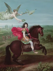 Porträt von Ludwig XIV. (1638-1715), Frontispiz für ein Buch mit Militärkarten